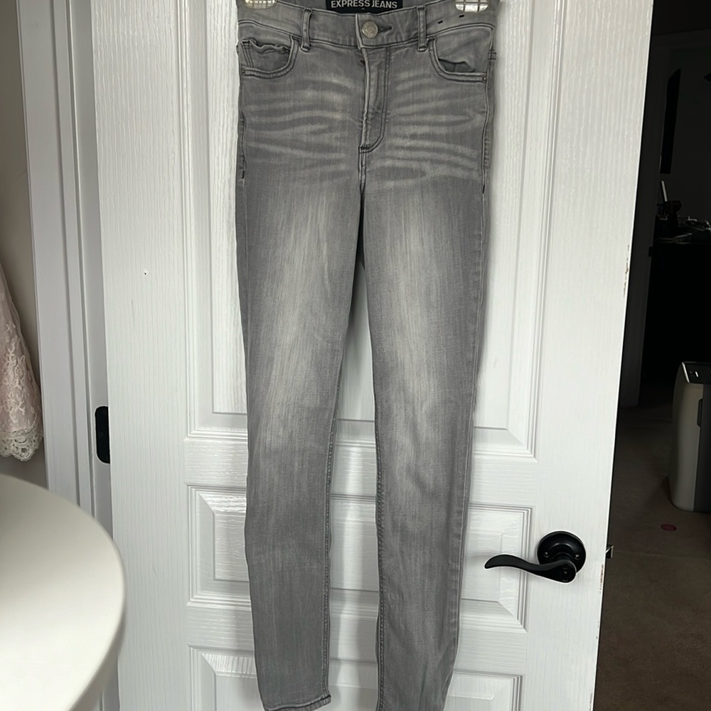 High Wasted Grey Skinny *stretch* express Jeans